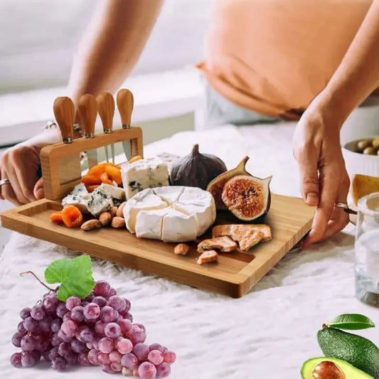طقم تقديم خشب مستورد مع قطاعه وأطباق صوص