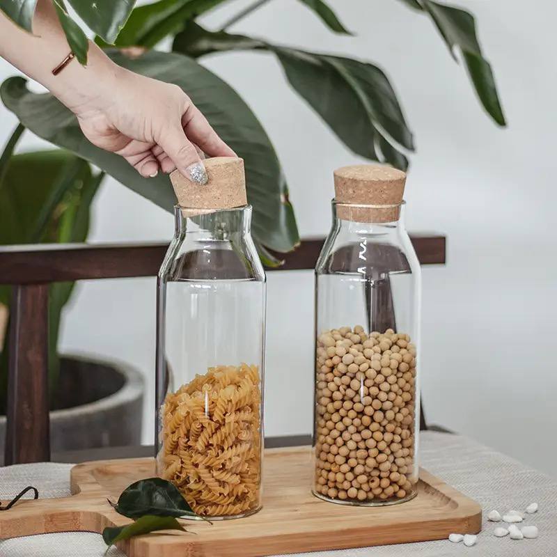 زجاجة زجاج بغطاء فل للاستخدامات المتعددة
