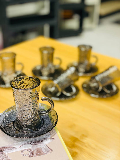 طقم تقديم فناجين شاي بالطبق