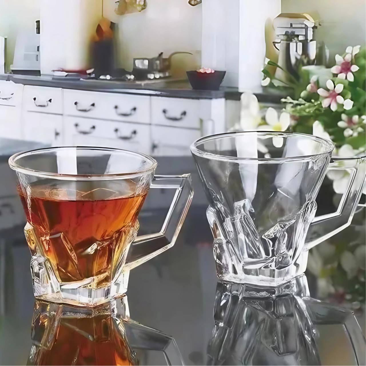 طقم استكانة زجاج للشاي - 6 قطع