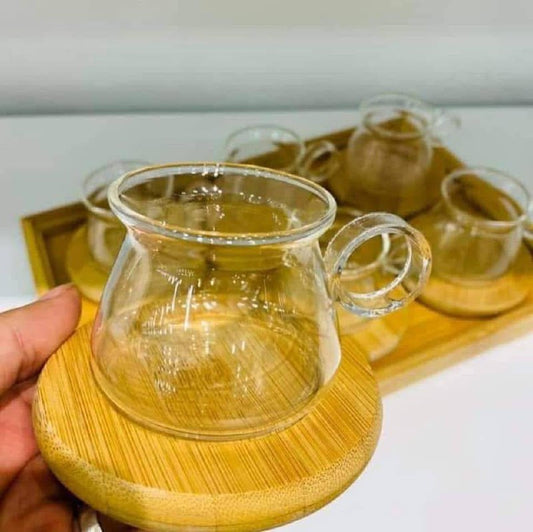 طقم فناجين بيركس مع كوستر خشب