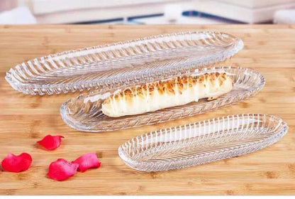 طبق تقديم زجاج كريستال بيضاوي